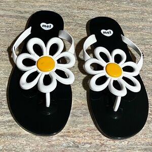 Mel by Melissa White and Yellow Flower Rubber Sandals